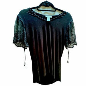 Black Lace Sleeved Top by Carmen Marc Valvo size small